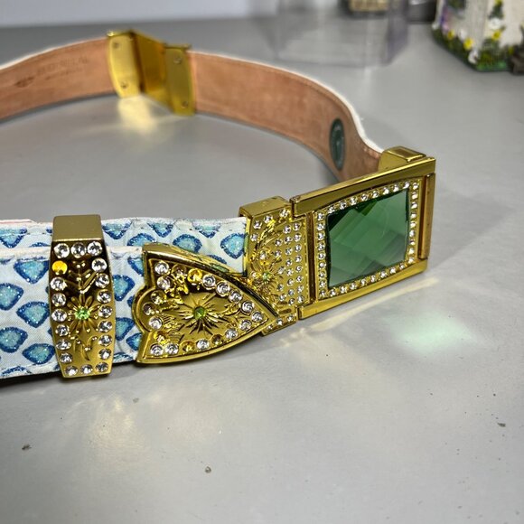 El General Leather Belt w/ Rhinestone Buckle & Blue Glitter Rhinestone Inlay main image 6